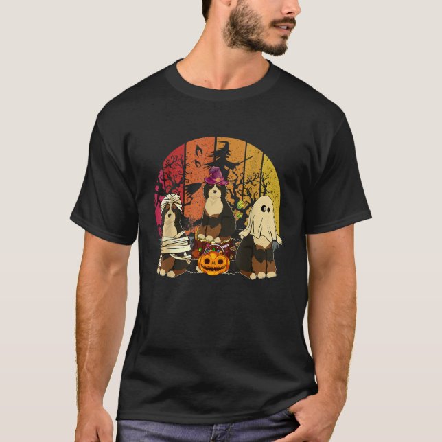 T-shirt Trois Bernedoodles Halloween Boo sorcier Horreur M (Devant)
