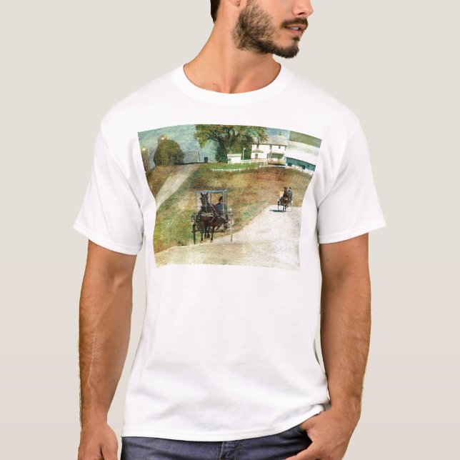 T-shirt Trois buggies Amish (Devant)
