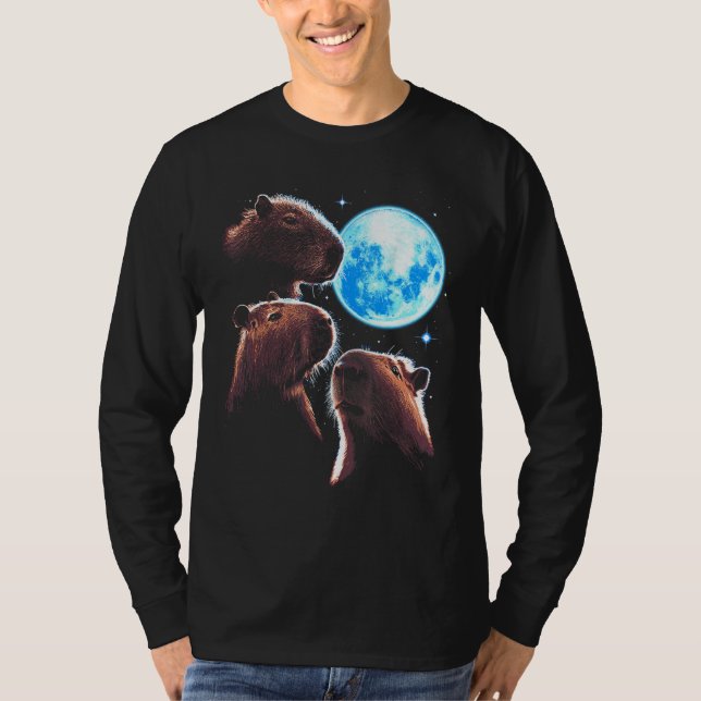 T-shirt Trois Capybara Moon Funny Capybara Mème Mystique C (Devant)