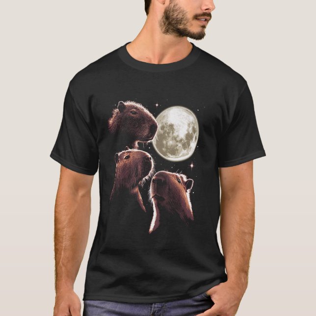T-shirt Trois Capybara Moon Funny Capybara Mème Mystique C (Devant)