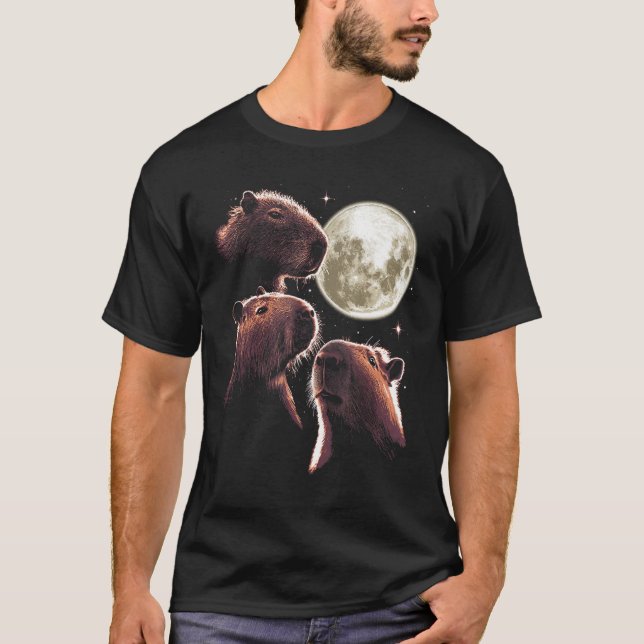 T-shirt Trois Capybara Moon Funny Capybara Mème Mystique C (Devant)
