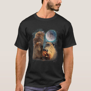 T-shirt Trois Capybaras et la lune amusant Capybara Humour