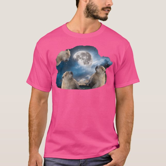 T-shirt Trois Capybaras Et Lune (Devant)