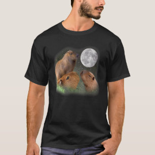 T-shirt Trois Capybaras Et Lune Capybara Humour Parodie