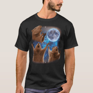 T-shirt Trois Capybaras hurlent Sur La Lune Mème Étrange