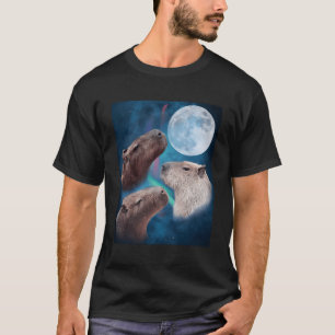 T-shirt Trois Capybaras Lune Et Ciel Nocturne