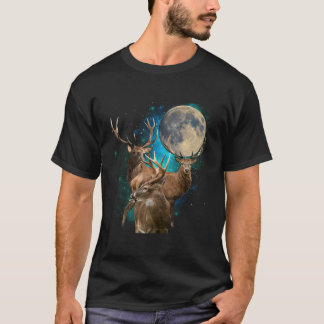 T-shirt Trois Cerfs hurlent À La Lune Drôle 3 Cerfs Lune