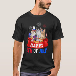 T-shirt Trois Chat Happy 4 juillet Balloon Lover Indépenda