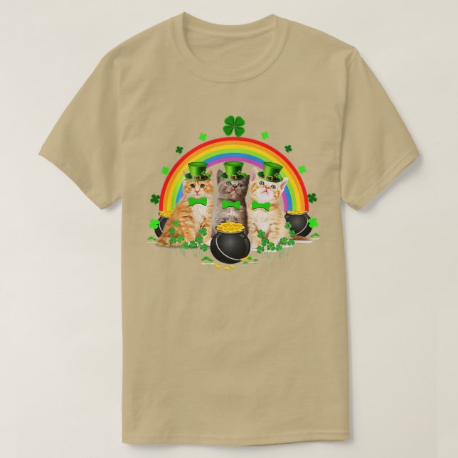 T-shirt Trois Chat Jour de la Saint Patrick Kitty Kitten L (Design devant)