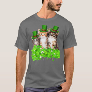 T-shirt Trois Chat Jour de la Saint Patrick Kitty Kitten L