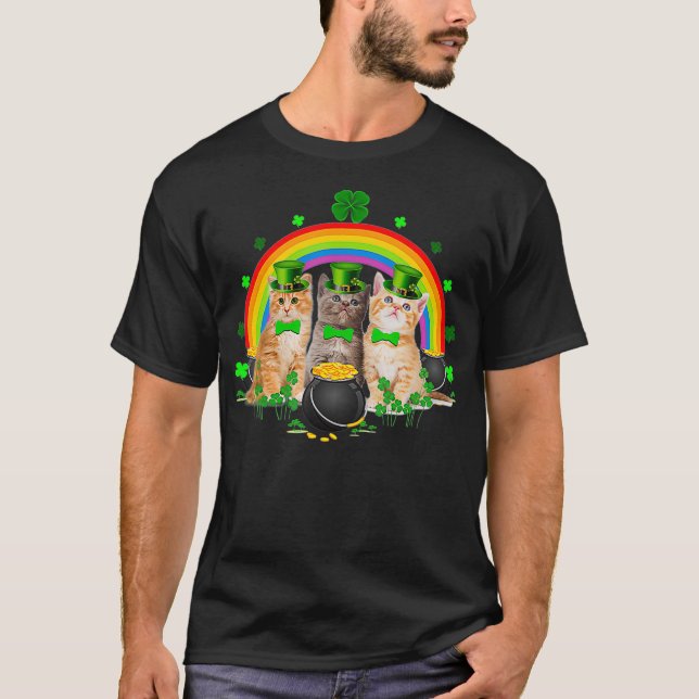 T-shirt Trois Chat Jour de la Saint Patrick Kitty Kitten L (Devant)