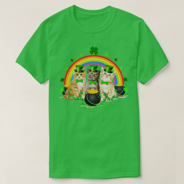 T-shirt Trois Chat Jour de la Saint Patrick Kitty Kitten L (Design devant)