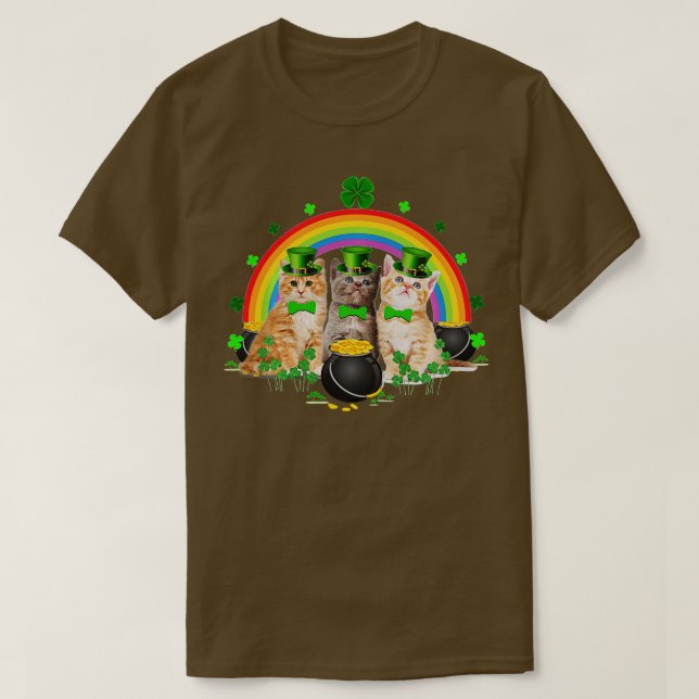 T-shirt Trois Chat Jour de la Saint Patrick Kitty Kitten L (Design devant)