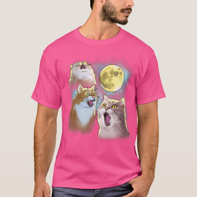 T-shirt Trois Chat Lune 3 Wolfs Funny Parodie (Devant)