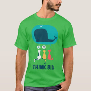 T-shirt Trois chats colorés et une grande baleine avec un