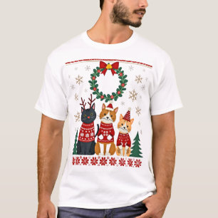 T-shirt Trois chats drôles de Noël Chat Sweat-shirt de Noë