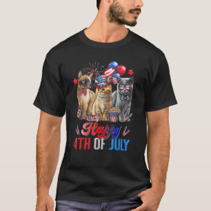 T-shirt Trois chats heureux 4 juillet fête de l'indépendan