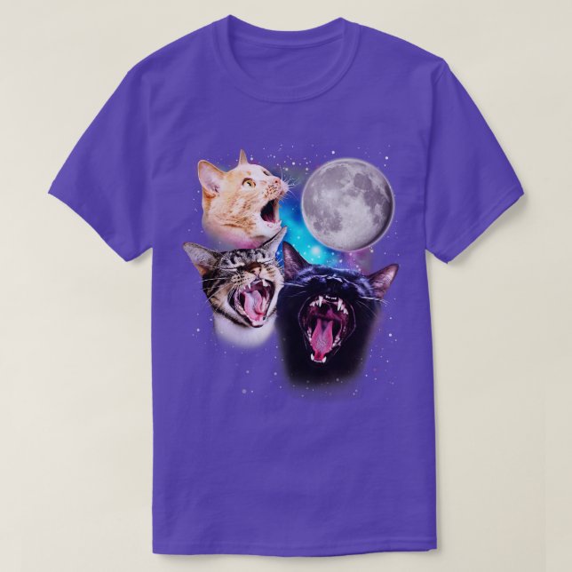 T-shirt Trois chats hurlent à la lune (Design devant)