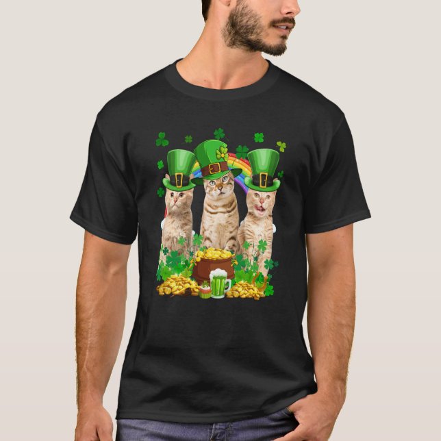 T-shirt Trois chats lutin trèfle C Saint-Patrick D (Devant)