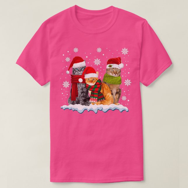 T-shirt Trois chats Noël pour chat Kitten Lover Noël (Design devant)