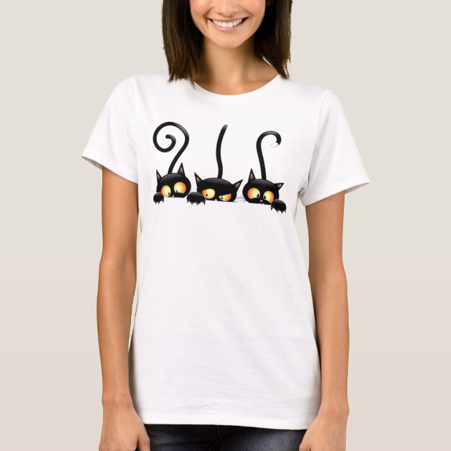 T-shirt trois chats noirs (Devant)