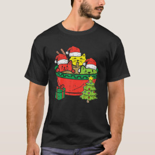 T-shirt Trois chats Ramen Kitten Anime Noël Vileux Noël