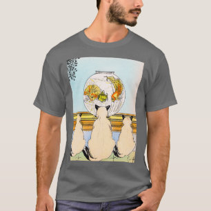 T-shirt Trois chats regardant des poissons dans un aquariu