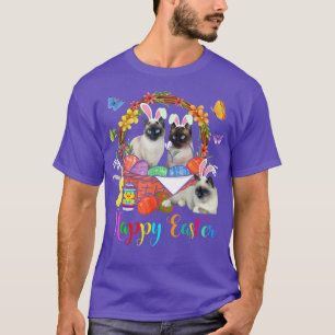 T-shirt Trois Chats Siamois Lapin Dans Le Panier Oeufs De