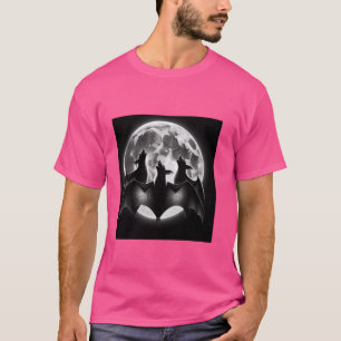 T-shirt Trois chauves-souris hurlant à la lune Chemise drô