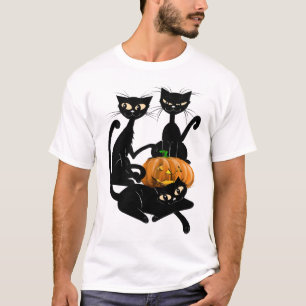 T-shirt Trois chemises transparentes de chats noirs
