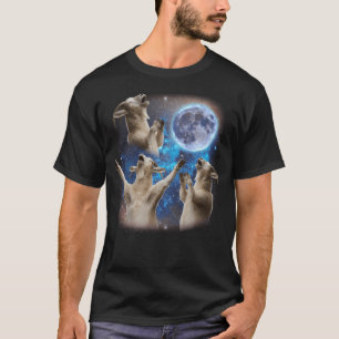 T-shirt Trois Chèvres hurlant Sur La Lune Mème Chèvre