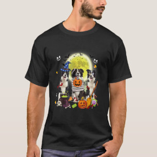T-shirt Trois Chiens Border Collie Sorcière Mummy Effrayan