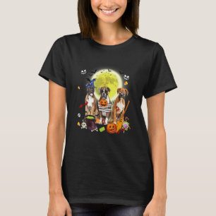 T-shirt Trois chiens boxer sorcière momie effrayante Hallo