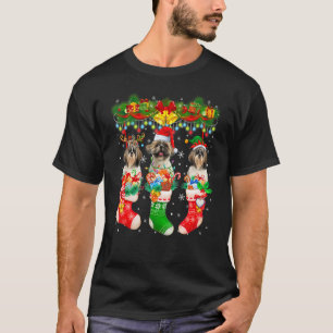 T-shirt Trois Chiens Chih Tzu De L'Elf De Père Noël Reinde