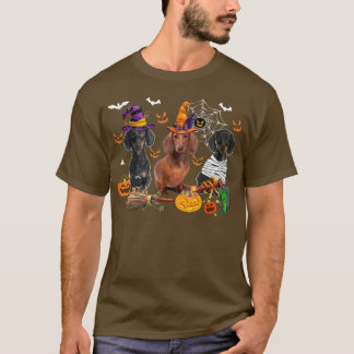 T-shirt Trois Chiens Dachshund Sorcière Halloween maman ef