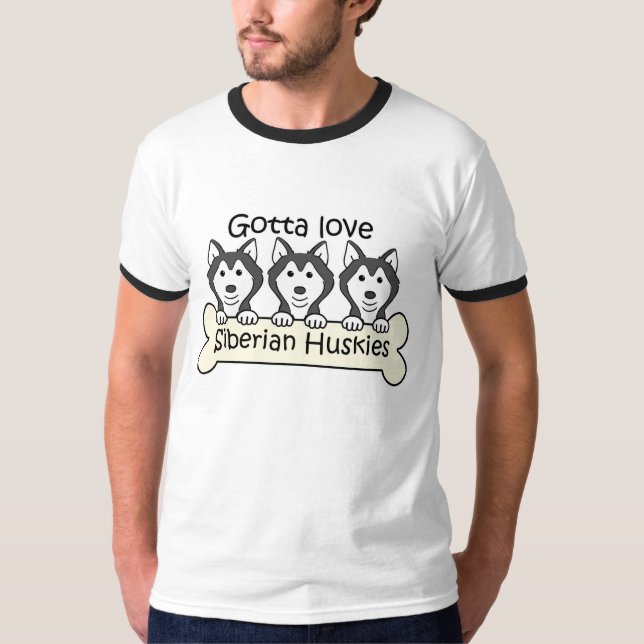 T-shirt Trois chiens de traîneau sibériens (Devant)
