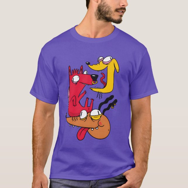 T-shirt Trois chiens fous cadeau drôle (Devant)