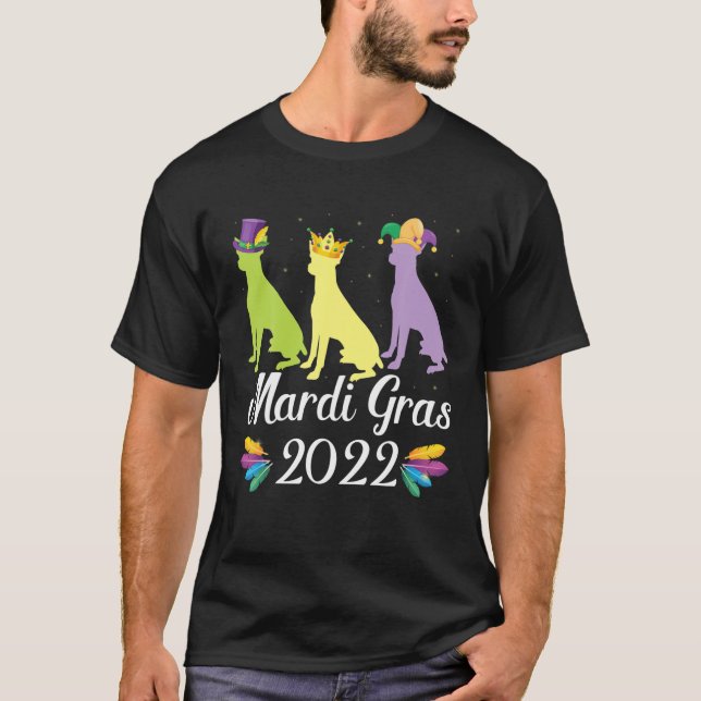 T-shirt Trois Chiens Rat Terrier Mardi Gras Costume Danser (Devant)