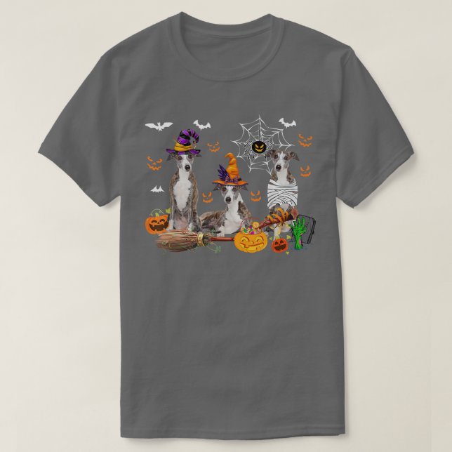 T-shirt Trois Chiens Whippet Sorcière Halloween maman Pum  (Design devant)