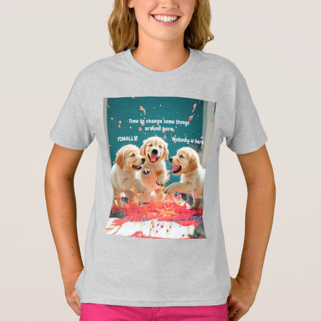 T-shirt Trois chiots d'or (Devant)