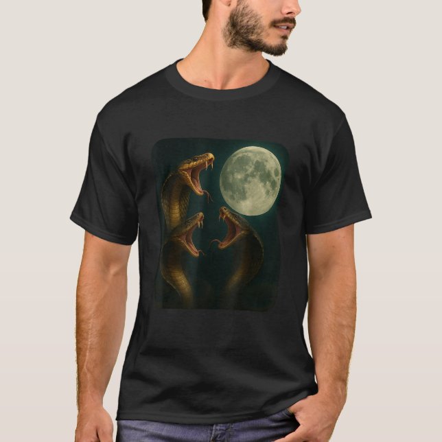 T-shirt Trois Cobras Lune Drôle 3 Wolfs Meme Nerd (Devant)