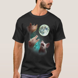 T-shirt Trois cochons de ferme hurlent à la lune 3 loups l