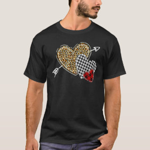 T-shirt Trois Coeurs Leopard Buffalo Plaid Flèche Aimer va