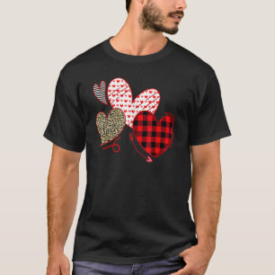 T-shirt Trois Coeurs Leopard Buffalo Plaid Pour Femmes Val