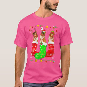 T-shirt Trois Collie Chien Roux Dans Les Chaussettes De No