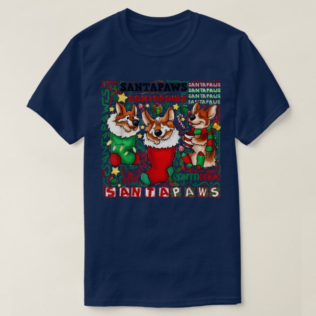 T-shirt Trois Corgi en chaussette Noël Père Noël Xmas 343 (Design devant)