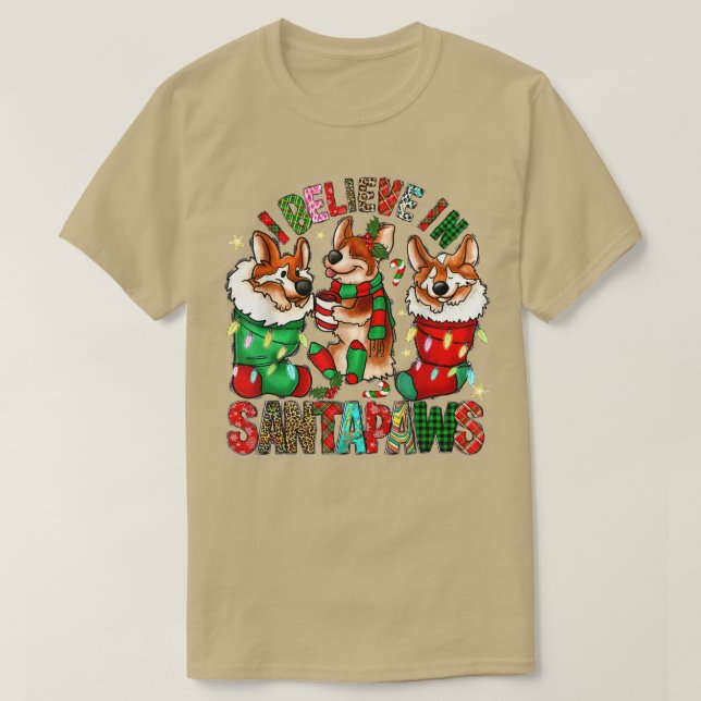 T-shirt Trois Corgi en choeur Noël Père Noël Noël (Design devant)