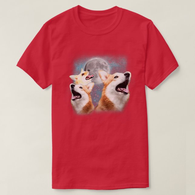 T-shirt Trois Corgi Et Moon Funny Corgi Humour Parodie1428 (Design devant)