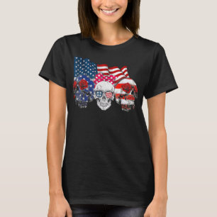 T-shirt Trois crânes, fête de l'indépendance 4 juillet am