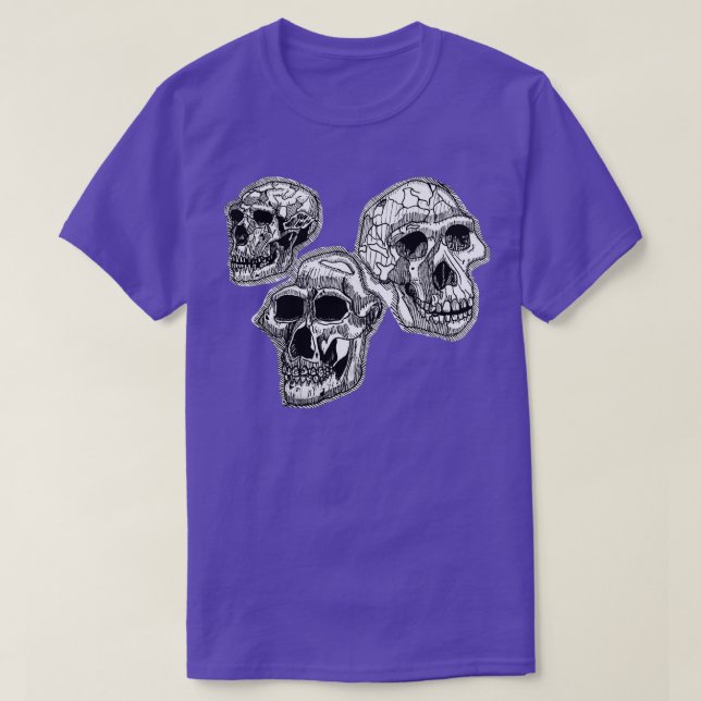 T-shirt Trois crânes hominiens (Design devant)